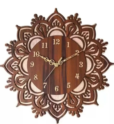 Wooden Wall Clock - Brown Wood , Timeless Elegance With Artisan Craftsmanship And Quiet Movement