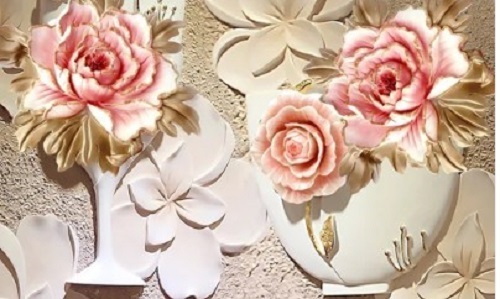 3d Flower Wall Paper - Waterproof, Various Sizes | Enhance Wall Appearance, Long Lasting Finish, Easy To Install, Quality Tested