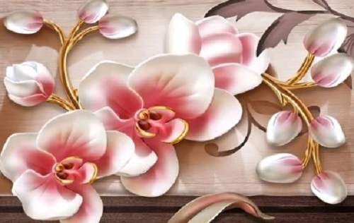 3D Flower Wallpaper - Various Sizes, Waterproof and Easy to Clean | Quick Installation, Quality Tested for Durability