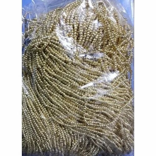 4mm Metalized Plastic Beads - Plastic Material, Round Shape, Golden Color | Lightweight, Durable, Non-Toxic, Ideal for Jewelry and Craft Designs