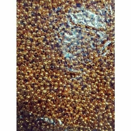 8mm Round Golden Metalized Plastic Beads - Plastic Material, 8mm Size, Golden Color | Lightweight, Impact-Resistant, Non-Toxic, Versatile for Various Designs
