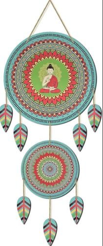 Buddha Print Wall Hanging - Wood 28x11 Inches Multicolor | Serene Imagery Vibrant Colors Ethnic Patterns Inspirational Quotes Eco-Friendly Materials Meditative Vibe