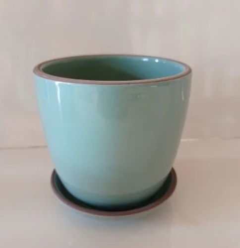 Ceramic Pots - Round Designer Light Green Glazing | Antique Effect, Customizable Options