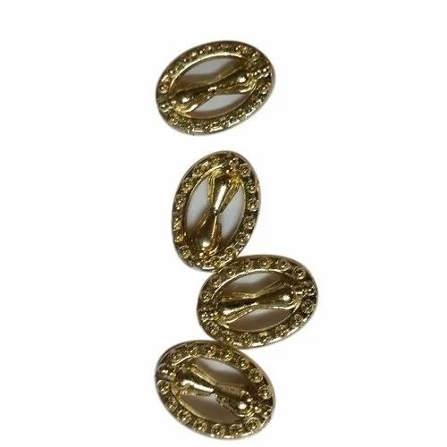 Designer Metalized Plastic Beads - Oval Shape, Multiple Sizes | Golden and Silver Colors, Coated Finish