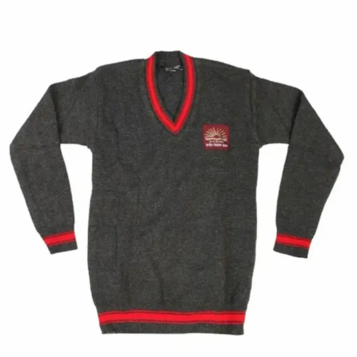 Full Sleeve School Sweater - Woolen, Size 26 28 30 32, Maroon Color, V Shape Neck | Customizable Features, Plain Design for Winter