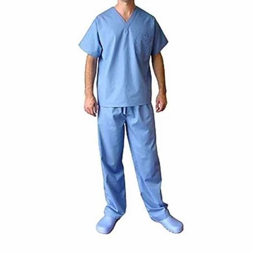 Hospital Staff Uniform - Cotton Fabric, Available in S, M, L, XL Sizes, Blue Color for Men