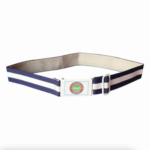 Kids School Belt - Polyester and Terry Cotton Custom Size Blue and White with Alloy Buckle
