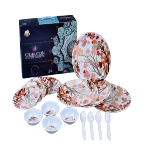 Melamine Crockery Set 16pcs - Material: Melamine, Color: White | Antique Design, Custom Size for Special Gifting Occasions