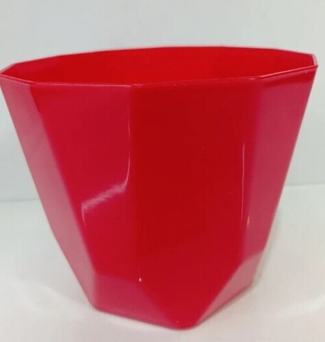Planting Pot - Plastic, Round Shape, Floor Mounted, Red Color | Ideal for Garden Decoration