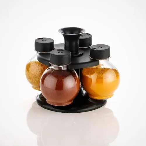 Plastic Masala Rack - New Plastic, Medium Size, Black Color | Free Standing Design, Versatile Kitchen Organizer