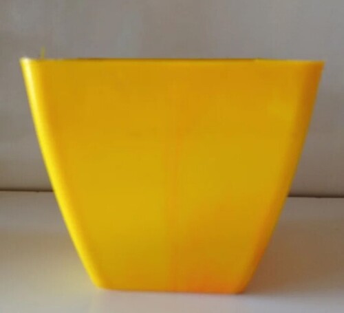 Plastic Pot - 6 Inch Square Yellow Flower Pot | Durable Plastic, Floor Mounted, Ideal for Garden Use