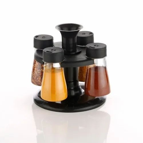 Plastic Spice Racks - Medium Size, Black Plastic | Free Standing Design, Elegant Look for Organized Kitchen Storage