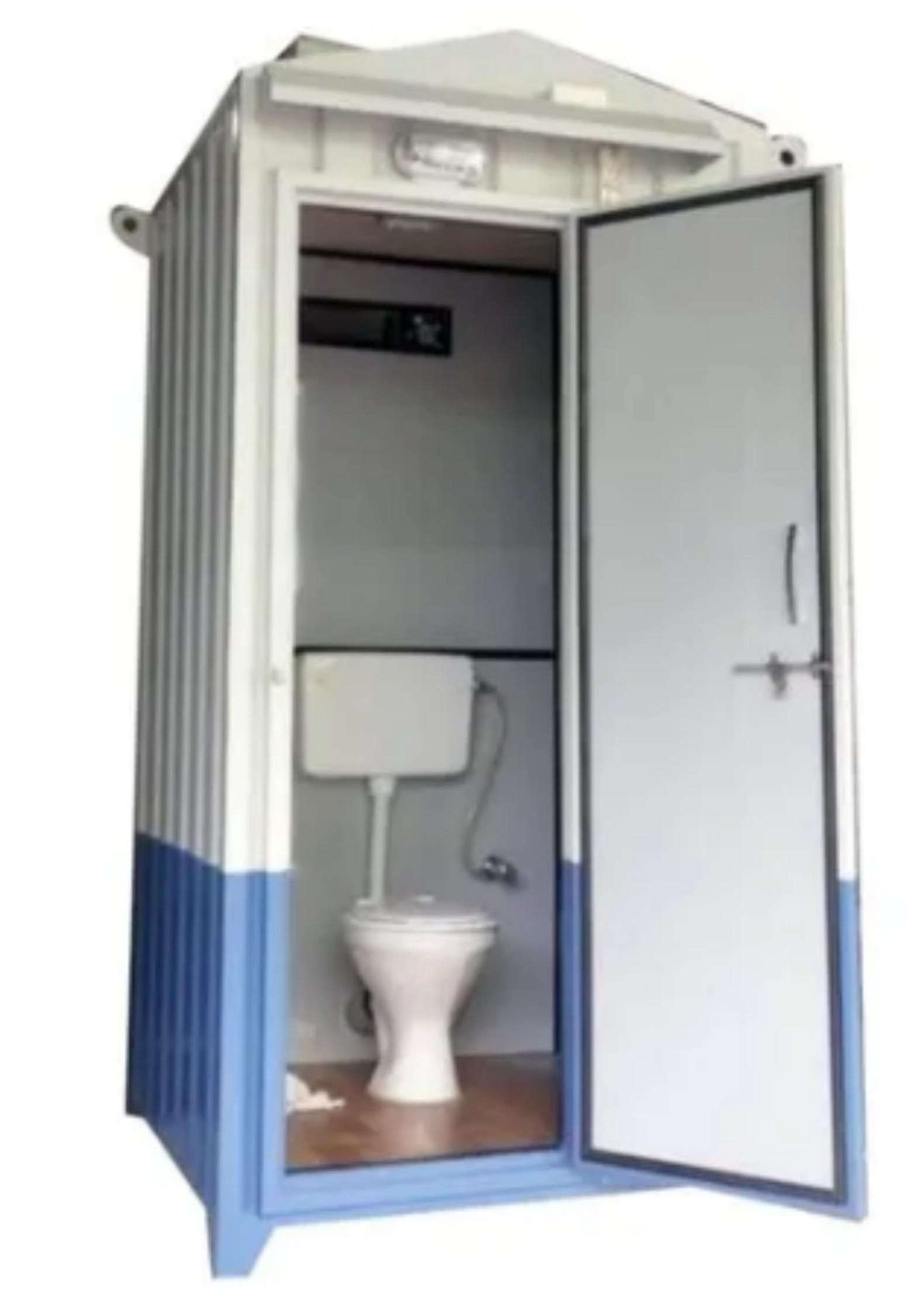 Portable Toilet Cabin - Steel Construction, PVC Flooring , White Color, Easy Mobility and Installation, Eco-Friendly Sanitation Solution