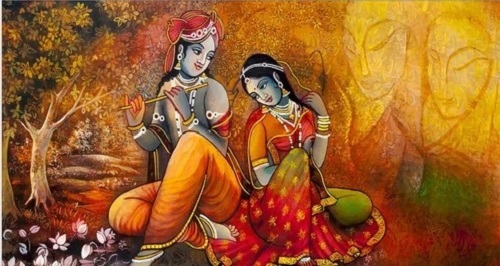 Radha Krishna Wallpaper - Waterproof Material, Various Sizes for Easy Installation | Long Lasting Finish, Pocket Friendly Rates