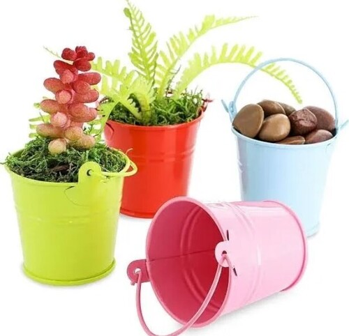 Round Metal Flower Planter - Iron Material, Designer Pattern, Multi Color, Garden Use , Balcony Mounted for Stylish Outdoor Decor