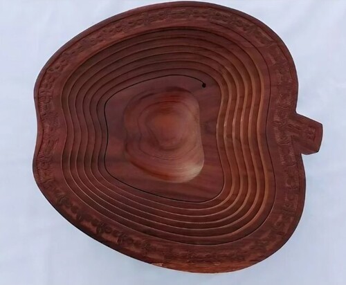 Small Wooden Tray - Apple Shape 15L x 13W x 3H Inches | Polished Finish Customizable Color Logo Packaging and Printing