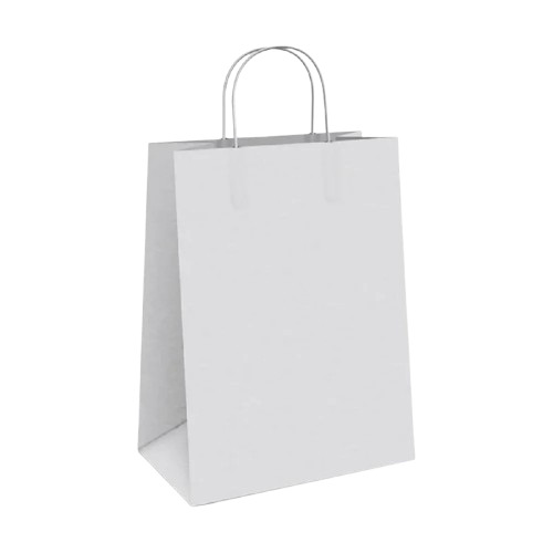 White Paper Carry Bag - 14"x11"x4" Size, 3 kg Capacity | Antistatic, Moisture Proof, Recyclable, Shock Resistant, Twister Paper Handle
