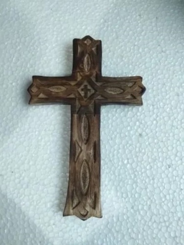 Wooden Cross - 12 Inch Brown Wood Finish | Easy To Install Eco-Friendly
