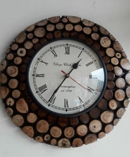 Wooden Wall Clock - 16x16 Inches Round Multi Color Design | Made from Wood Unique and Eye-Catching Decor