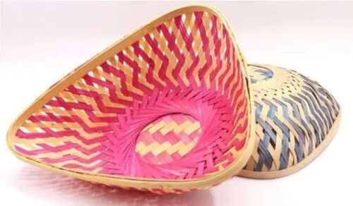 Bamboo Chaura Basket - Round Shape, Cream Color | Traditional Design, Eco-Friendly, Durable & Versatile, Lightweight, Easy to Clean