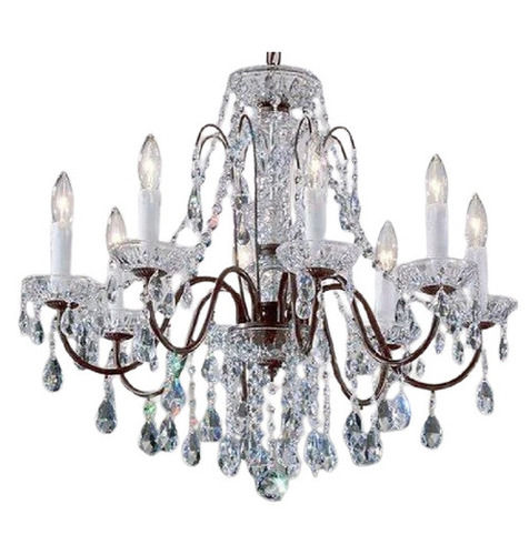 Decorative Chandelier - Glass & Metal, Standard Size, Glossy Finish | High Efficiency, Easy to Install, Energy Efficient, Shock and Heat Resistant