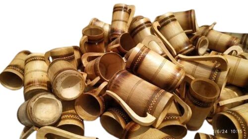 Designer Handcrafted Bamboo Mug - Natural Bamboo Material, Lightweight Structure, Unique Grain Patterns | Rustic Aesthetic, Biodegradable, Reusable Option