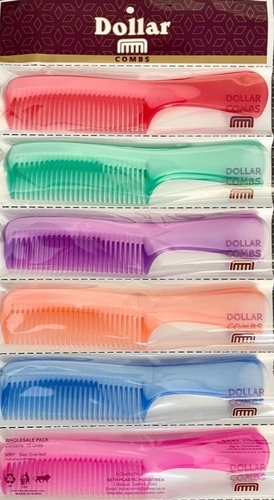 Dollar 9" Handle Comb - Lightweight Durable Design, Versatile Use for Smoothening, Straightening, and Setting Hair, Travel-Friendly with No-Slip Grip, Variety of Colors