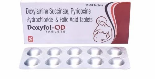 Doxyfol-od - Doxylamine Succinate 10 Mg, Pyridoxine Hydrochloride & Folic Acid Tablets | Prescription Dosage, Box Of 10 Tablets For Preventing Nausea And Vomiting In Pregnancy