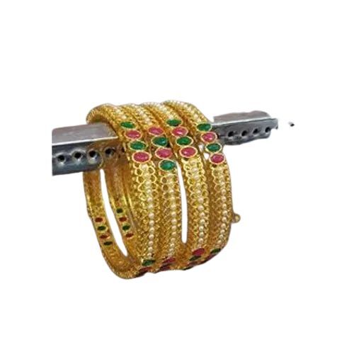 Gold Plated Imitation Bangles - Brass, Size 2/2, 2/4, 2/6, 2/8 | Ornate Pattern, Easy to Maintain, Perfect for Gifting, Non-Tarnish, Statement Sparkle, Premium Quality