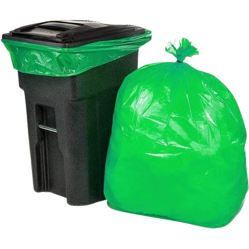 Biodegradable Garbage Bags - 17x19 Inch Green Color with Soft U Cut Handle