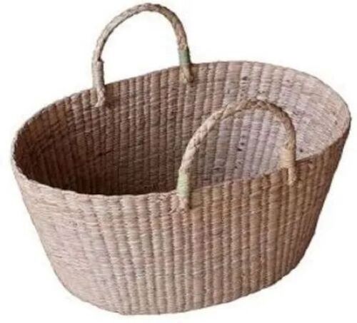 Handmade Bamboo Baskets With Handle - Natural Bamboo Material , Cream Color, Stylish Round Shape, Eco-Friendly Design, Durable & Lightweight