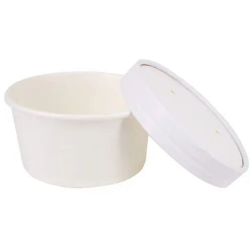 Ice Cream Lid Cup - Durable Paper, 195 GSM, White | Food-Safe Coating, Eco-Friendly, Insulated for Cold, Stackable Design, 50 Pieces