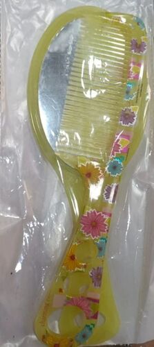 Mirror And Comb Set - Durable Glass & Plastic, Round Shape | Lightweight, Versatile Use, Flexible Design, No-Slip Grip, Easy to Clean, Color Variety