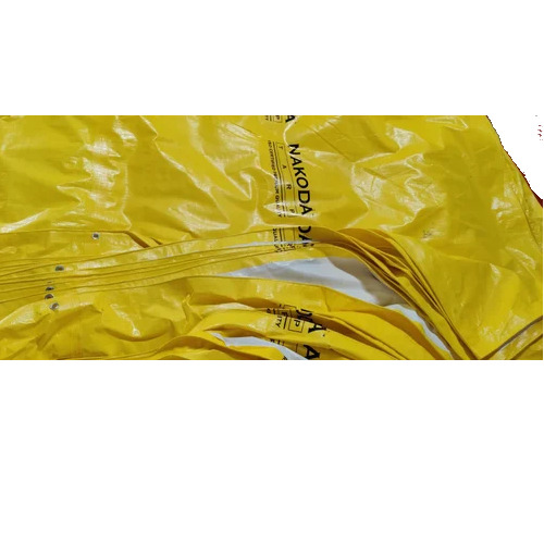 Nakoda PE Laminated Yellow Tarpaulin - 120 GSM, UV Resistant, Waterproof, Tear Resistant, High Visibility with Reinforced Edges