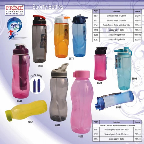 Plastic Water Bottle - 1 Ltr, Multi Color Plastic | Round Shape, Versatile for Beverage and General Use