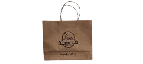 Handmade Brown Printed Paper Bag - 1 Kg Capacity, 80 GSM | Biodegradable, Moisture Proof, Recyclable, Shock Resistant, Rope Handles