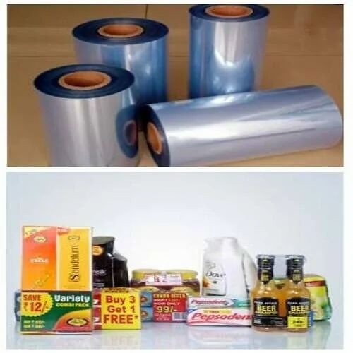 PVC Heat Shrink Film - Transparent, New Roll Packaging | Durable Material, Plain Pattern, Versatile Use