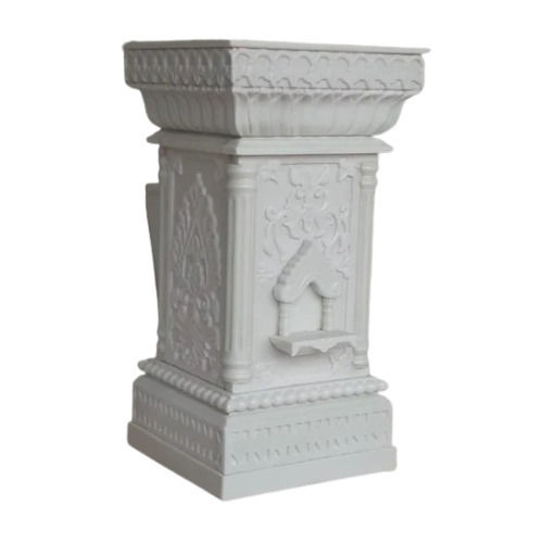 White Marble Tulsi Stand - 12 Inch Wide, 2.5 Feet Tall , Polished Finish for Worship Activities