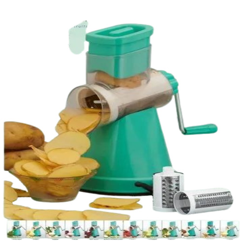 3 In 1 Slicer - Plastic, Square Shape, Multicolor | Green Color, Ideal for Kitchen Use