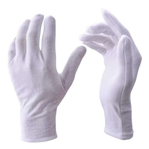 Cotton Hand Gloves - Full Finger, Plain White | Breathable, Quick Dry, Washable, Waterproof for Shipping Handling