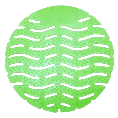 Urinal Screen - Plastic, 3 mm Thickness, Green Color, Round Shape | Automatic Aqua Fragrance, Flat Back Design, 300 gram Weight