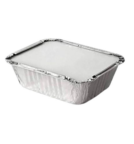 Aluminum Foil Container - 250ml Capacity, Square Shape, Silver Color, 0.5mm Thickness, Polished Finish | Pack of 100 Pieces