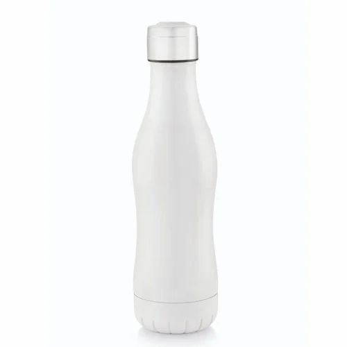 Behome Stainless Steel Vacuum Bottle - 500 mL Capacity, Round Shape, White & Black Color, Screw Cap Sealing Type | Ideal for Water, Tea, Coffee, Juice