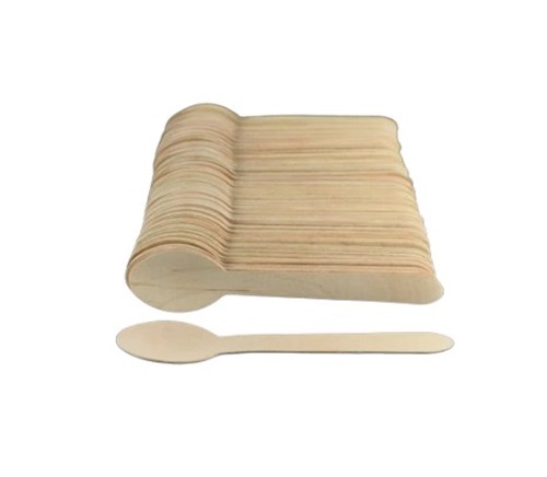 Disposable Wooden Spoons - 6 Inch, Wooden Finish, Modern Design | Perfect for Events and Parties, Pack of 100 Pieces