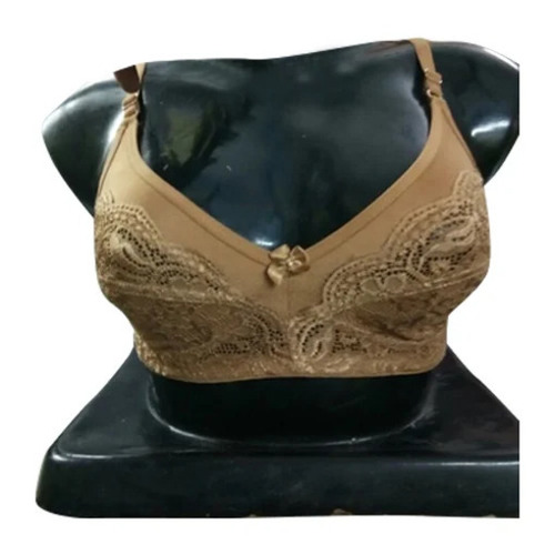 Fancy Bra - Cotton, Sizes 28-42, Brown Color | Breathable, Skin-Friendly, Fade and Wrinkle Resistant, Plunge Neck Design, Sleeveless, Daily Wear