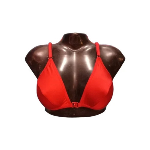 Women's Red Plunge Neck Sleeveless Bra - Elastic Thin Straps, 3/4th Coverage, Breathable & Skin-Friendly, Fade & Wrinkle Resistant