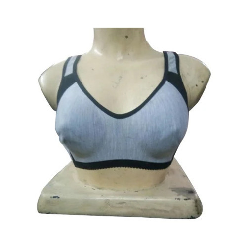 Ladies Sports Bra - Cotton, Sizes 28-42, Gray, Regular Fit | Fade, Wrinkle, Shrink Resistant, Full Coverage, Breathable, Skin-Friendly