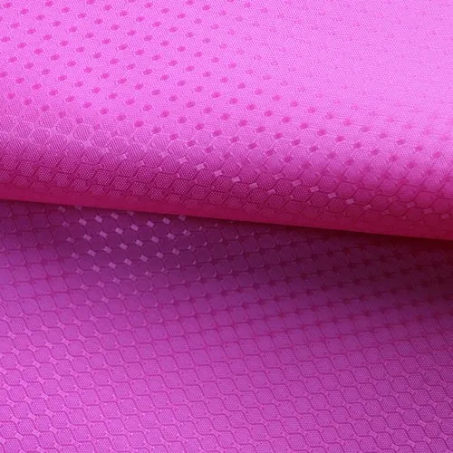 Matty PU Coated Polyester Fabric - 100% Polyester, 225 GSM , 60 Inches Wide, Pink, Woven, Shrink-Resistant, Plain Plaid Design