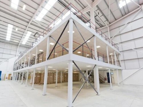 Mezzanine Floor System - 1000kg Load Capacity, Customized Height & Size , Powder Coated Metal Finish, Ideal for Industrial Warehouse Applications