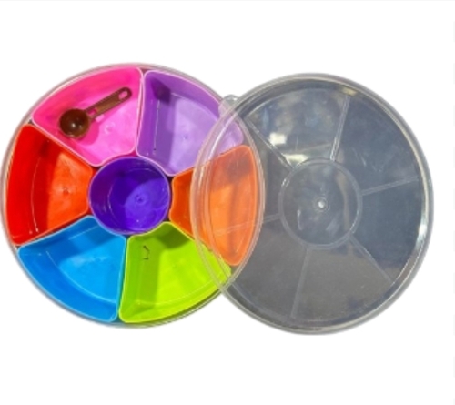 Plastic Round Spice Box Masala Dabba